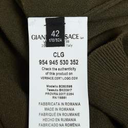 Pre Owned Versus Versace Green Jersey Pin Detailed Cardigan M