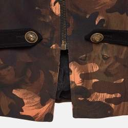Versus Versace Brown Camouflage Print Jersey Zip-Up Jacket XS