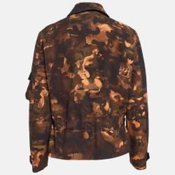 Versus Versace Brown Camouflage Print Jersey Zip-Up Jacket XS