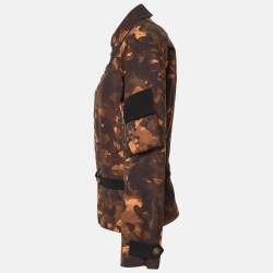 Versus Versace Brown Camouflage Print Jersey Zip-Up Jacket XS