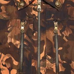 Versus Versace Brown Camouflage Print Jersey Zip-Up Jacket XS