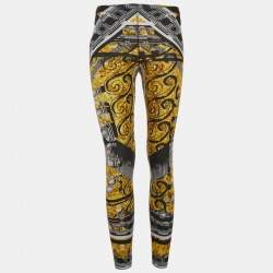 Pre Owned Versus Versace Yellow/Black Printed Jersey Leggings S
