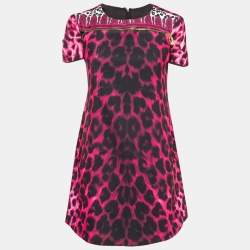 Versus Versace Pink Animal Print Zip Detail Mini Dress M