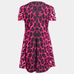 Versus Versace Pink Animal Print Zip Detail Mini Dress M