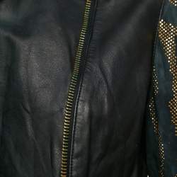Versus Versace Embellished Leather Zip-Up Jacket M