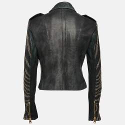 Versus Versace Embellished Leather Zip-Up Jacket M