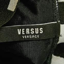 Versus Versace Black Sequin Embellished Mesh High-Neck Mini Dress S