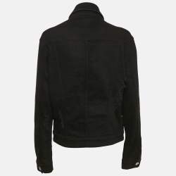 Versus Versace Black Distressed Denim Button Detail Jacket L
