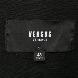 Versus Versace Black Distressed Denim Button Detail Jacket L