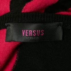 Pre Owned Versus Versace Black/Pink Patterned Knit Mini Sweater Dress S