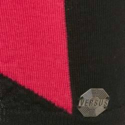 Pre Owned Versus Versace Black/Pink Patterned Knit Mini Sweater Dress S