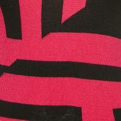 Pre Owned Versus Versace Black/Pink Patterned Knit Mini Sweater Dress S