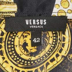 Versus Versace Black/Yellow Baroque Print Satin Silk Shirt M