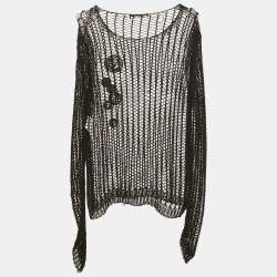 Versus Versace Black Crochet Knit Sheer Top M