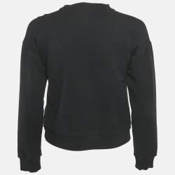 Pre Owned Versus Versace Black Striped Cotton Knit Applique Detail Sweatshirt XS