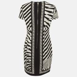 Pre Owned Versus Versace Monochrome Printed Crepe Shift Dress L