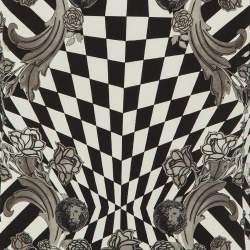 Pre Owned Versus Versace Monochrome Printed Crepe Shift Dress L