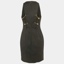 Pre Owned Versus Versace Black Cotton Blend Cut -Out Gold Pin Mini Dress M