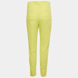 Pre Owned Versus Versace Yellow Crepe Pleated Trousers S