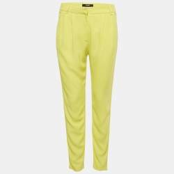 Pre Owned Versus Versace Yellow Crepe Pleated Trousers S
