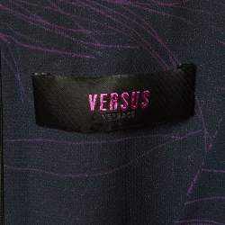 Pre Owned Versus Versace Navy Blue Crepe Sleeveless Dress M