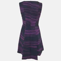 Pre Owned Versus Versace Navy Blue Crepe Sleeveless Dress M