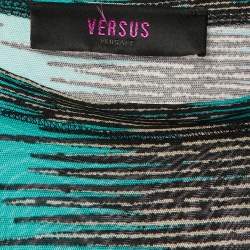 Pre Owned Versus Versace Blue /Black Printed Jersey Top M