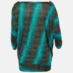 Pre Owned Versus Versace Blue /Black Printed Jersey Top M