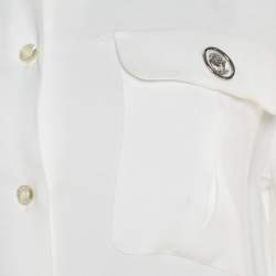 Versus Versace White Crepe Medusa Button Detail Long Sleeve Blouse M