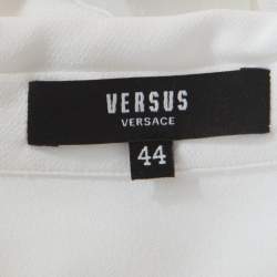Versus Versace White Crepe Medusa Button Detail Long Sleeve Blouse M