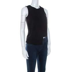 Pre Owned Versus Versace Black Asymmetric Sleeveless Wrap Top S