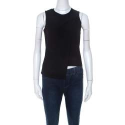 Pre Owned Versus Versace Black Asymmetric Sleeveless Wrap Top S