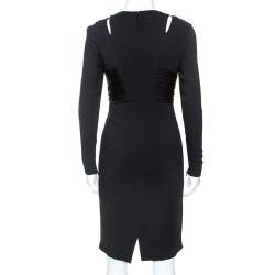Pre Owned Versace Black Crepe Cut Out Detail Sheath Dress S