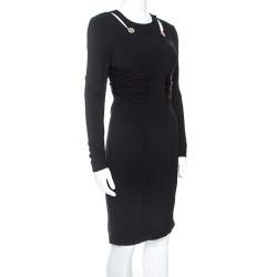 Pre Owned Versace Black Crepe Cut Out Detail Sheath Dress S