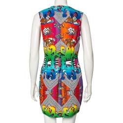 Pre Owned Versus Versace Rainbow Baroque Print Crepe Sleeveless Short Dress M