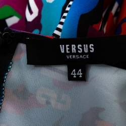 Pre Owned Versus Versace Rainbow Baroque Print Crepe Sleeveless Short Dress M