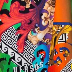 Pre Owned Versus Versace Rainbow Baroque Print Crepe Sleeveless Short Dress M