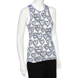 Versus Versace Purple & Green Heart Printed Knit Tank Top S