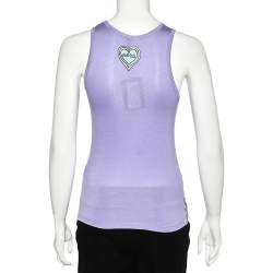Versus Versace Purple & Green Heart Printed Knit Tank Top S