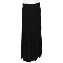 Versus Versace Black Crepe Pleated Maxi Skirt M