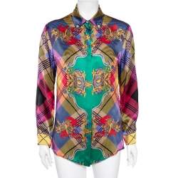 Versus Versace Multicolored Printed Silk Button Front Shirt S