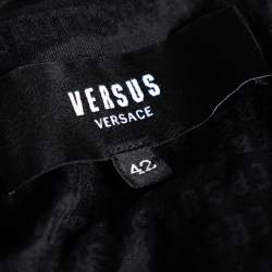 Pre Owned Versus Versace Black Leather & Denim Paneled Biker Jacket M