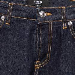 Versus Versace Navy Blue Denim Lion Head Pin Detail Skinny Jeans XS