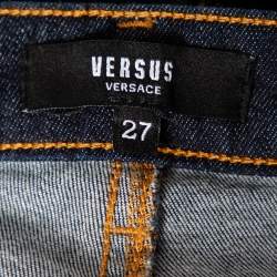 Versus Versace Navy Blue Denim Lion Head Pin Detail Skinny Jeans XS