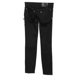 Pre Owned Versus Versace Black Denim Lion Head Pin Detail Skinny Jeans XS
