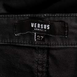 Pre Owned Versus Versace Black Denim Lion Head Pin Detail Skinny Jeans XS