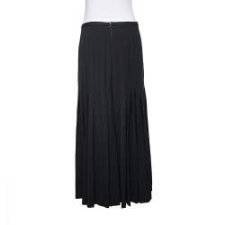Versus Versace Black Crepe Button Detail Pleated Maxi Skirt M