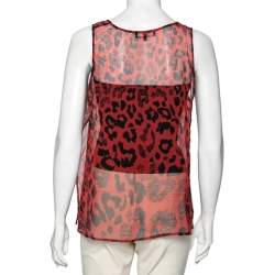 Versus Versace Red Printed Silk Sleeveless Top S