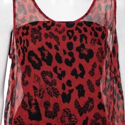 Versus Versace Red Printed Silk Sleeveless Top S