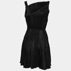 Versus Versace Black Jacquard Textured Crepe Sleeveless Dress S